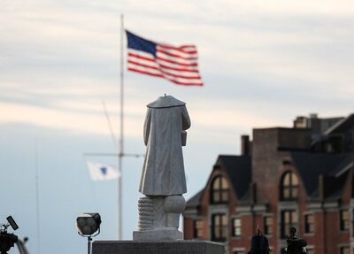 Beheaded Columbus statue in Boston